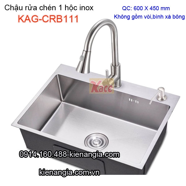 Chậu rửa chén 1 hộc inox 304 60x45cm-KAG-CRB111