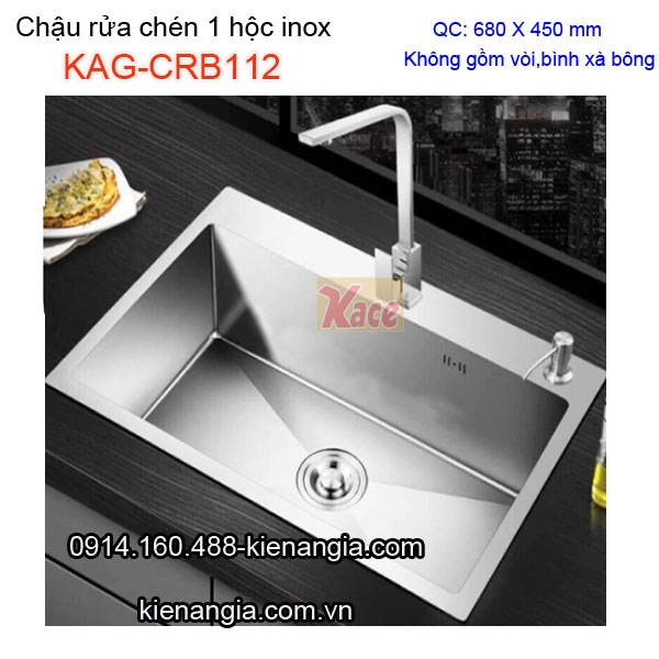 Chậu rửa chén 1 hộc inox 304 68x45cm KAG-CRB112
