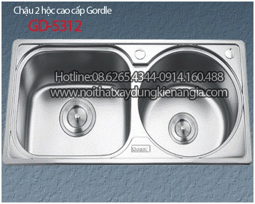 Chậu rửa chén 2 hộc tròn GORDLE GD5312