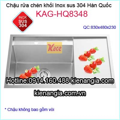 Chậu rửa chén inox 304 đúc 1 hộc 1 cánh KAG-HQ8348