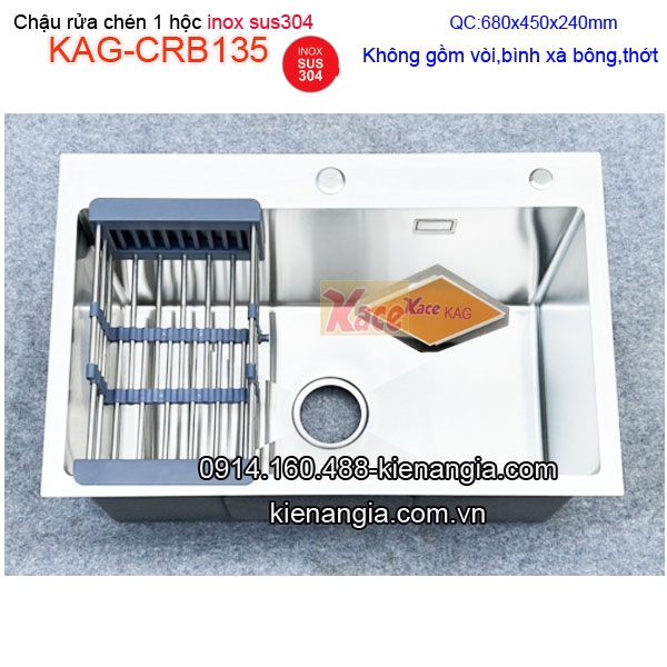 Chậu rửa chén inox sus304 68x45cm rất đẹp KAG-CRB135