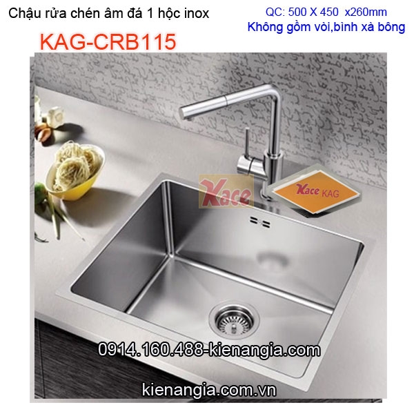 Chậu rửa chén inox SUS304 âm đá 50x45cm KAG-CRBA115