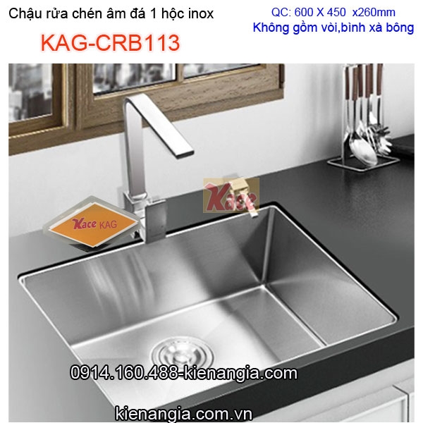 Chậu rửa chén inox SUS304 âm đá 60x45cm KAG-CRBA113