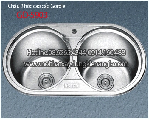 Chậu rửa chén tròn 2 hộc 86x45 x23cm GORDLE GD 5903