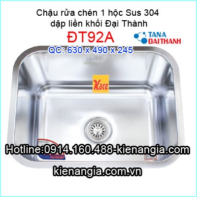 Chậu vuông âm bàn Thành sus304 liền khối ĐT92A