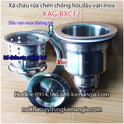 Đầu xả chậu rửa chén Inox KAG-BXC12