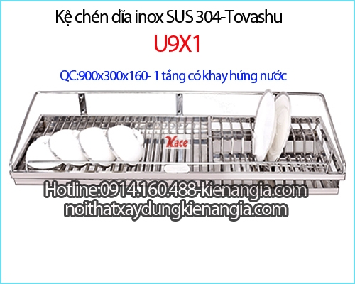 Kệ bếp 90cm có khay hứng nước Inox 304-Tovashu-U9X1