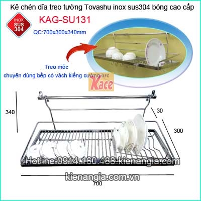 Kệ chén bát cao cấp 70cm Tovashu bếp kính cường lực KAG-SU131
