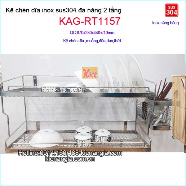 Kệ chén dĩa 2 tầng đa năng dao thớt KAG-RT1157