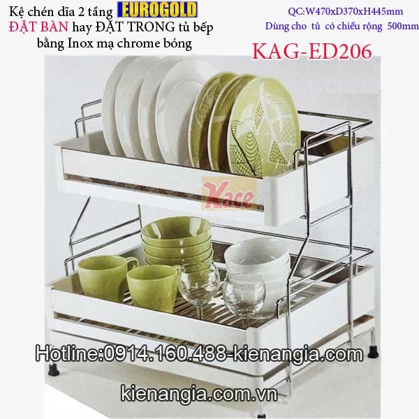 Kệ chén dĩa 2 tầng đặt bàn 500 EUROGOLD KAG-ED206