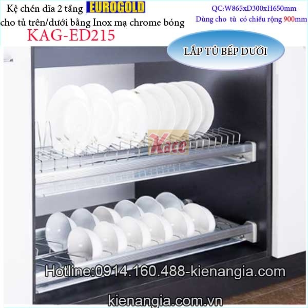 Kệ chén dĩa 2 tầng tủ bếp trên 900 EUROGOLD KAG-ED215