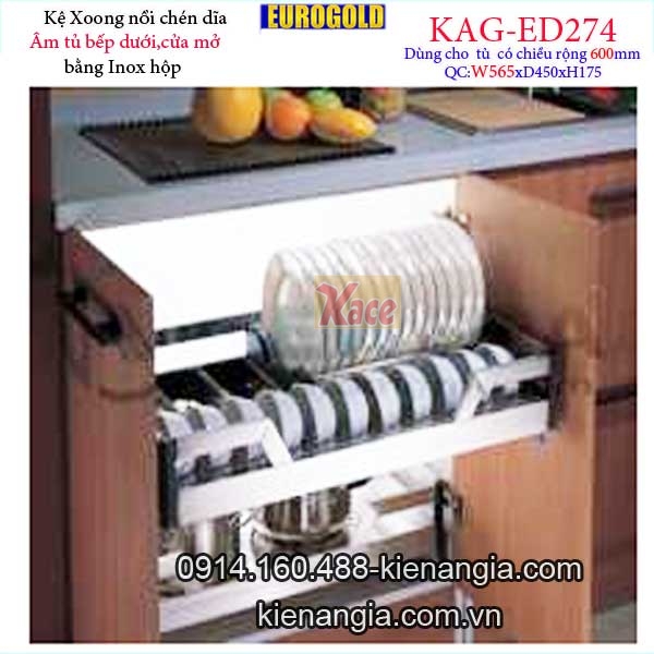 Kệ chén dĩa inox hộp âm tủ 60cm EUROGOLD-KAG-ED274
