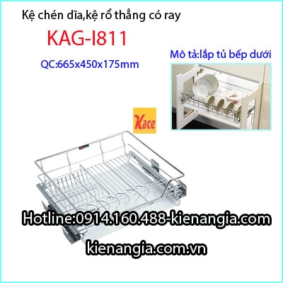 Kệ chén dĩa inox tủ bếp dưới KAG-I811