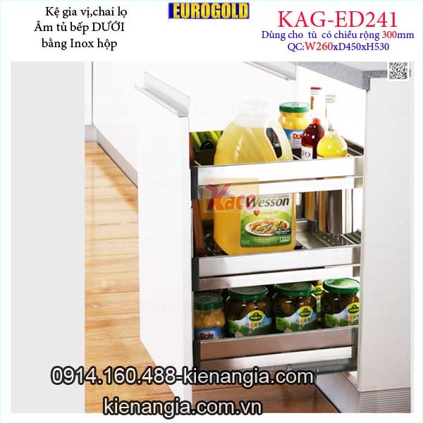 Kệ gia vị chai lọ inox hộp tủ 300 EUROGOLD-KAG-ED241