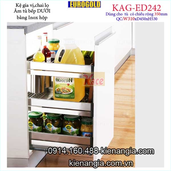 Kệ gia vị chai lọ inox hộp tủ 350 EUROGOLD-KAG-ED242