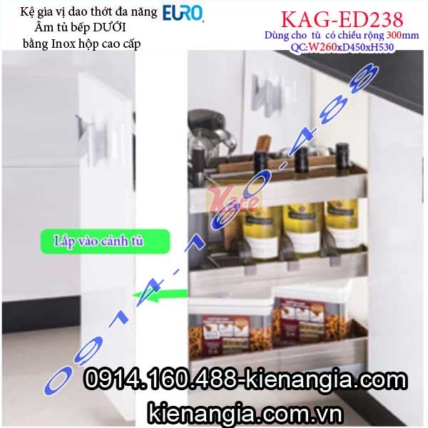 Kệ gia vị dao thớt inox hộp tủ 300 EUROGOLD-KAG-ED238