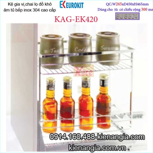 Kệ gia vị,chai lọ âm tủ 30cm EUROKIT KAG-EK420