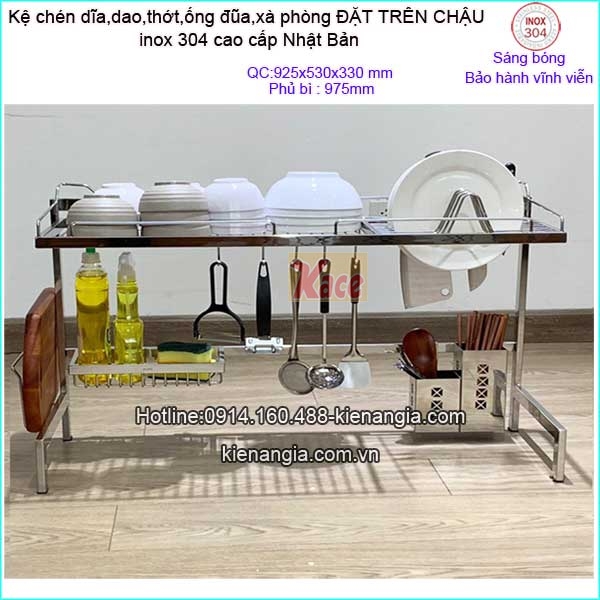 Kệ inox Nhật Bản đặt trên chậu rửa KAG-BL75