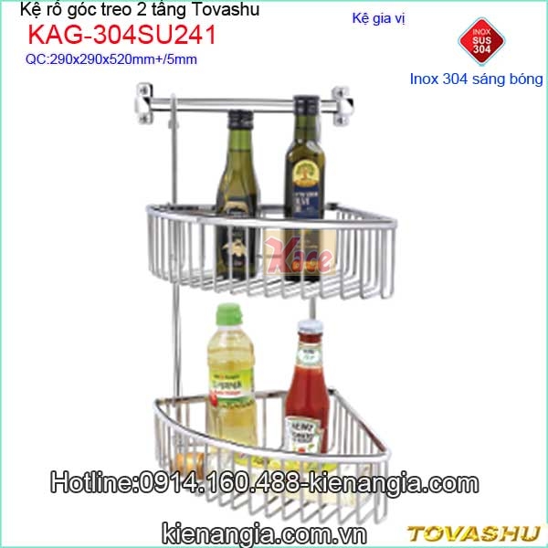 Kệ rổ lưới góc treo 2 tầng Tovashu KAG-SU241