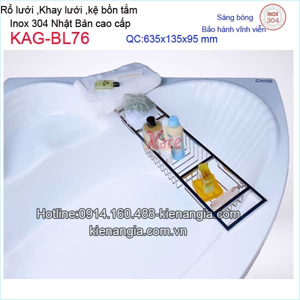 Kệ rổ xà phòng bồn tắm inox sus304 sáng bóng VIỆT NHẬT KAG-BL76