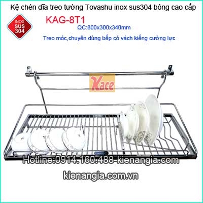 Kệ úp chén bát 80cm treo 1 tầng inox Tovashu KAG-8T1
