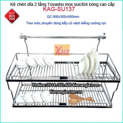 Kệ úp chén dài 90cm Tovashu cao cấp bếp kính cường lực KAG-SU137