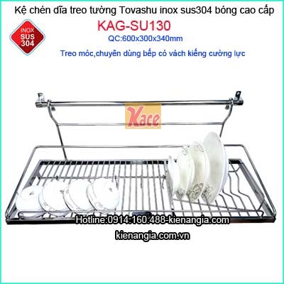Kệ úp chén dĩa treo móc inox304 cao cấp Tovashu dài 60cm KAG-SU130