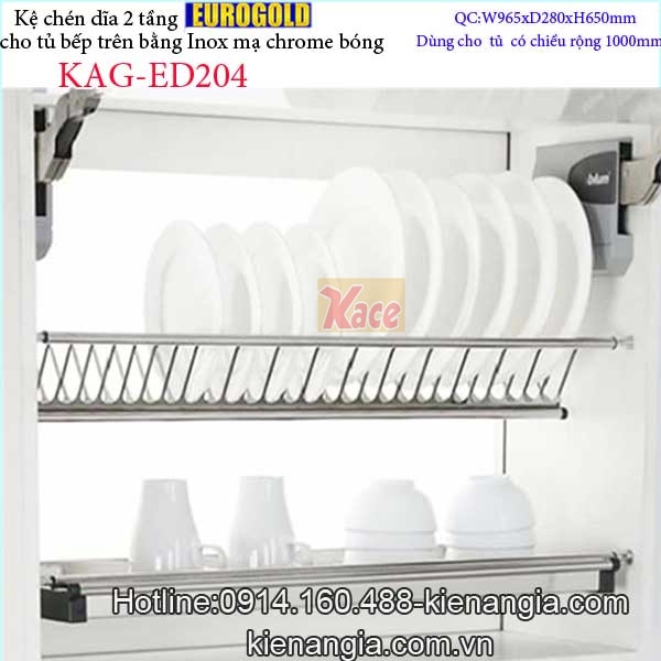 Khay chén dĩa 2 tầng tủ bếp trên 1 mét EUROGOLD KAG-ED204