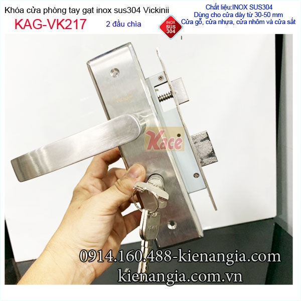Khóa cửa đi,cửa phòng tay gạt sus 304 VICKINI KAG-VK217