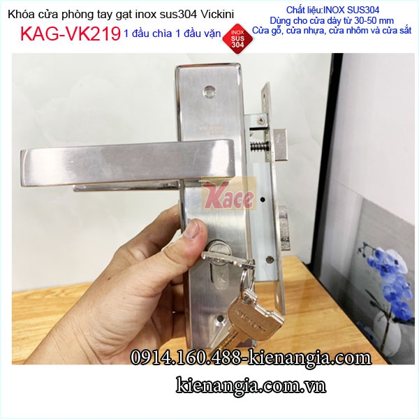 Khóa cửa phòng tay gạt sus 304 VICKINI KAG-VK219