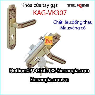 Khóa cửa phòng tay gạt vàng giả cổ Vickini KAG-VK307