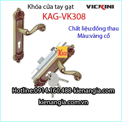 Khóa cửa phòng tay gạt đồng giả cổ VICKINI KAG-VK308