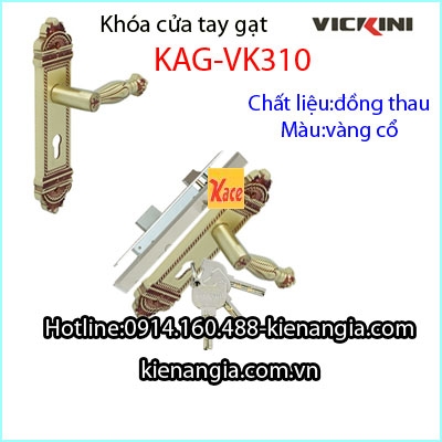 Khóa cửa phòng tay gạt vàng giả cổ VICKINI KAG-VK310