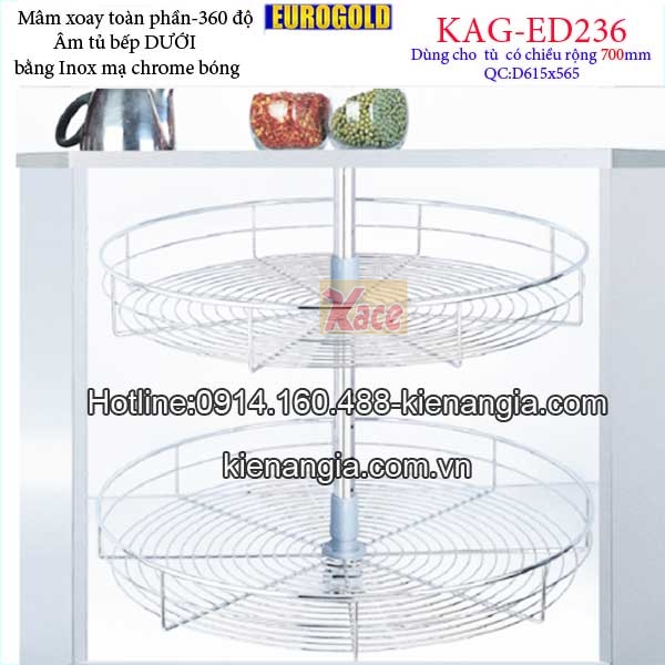 Mâm xoay toàn phần tủ bếp D700 EUROGOLD-KAG-ED236