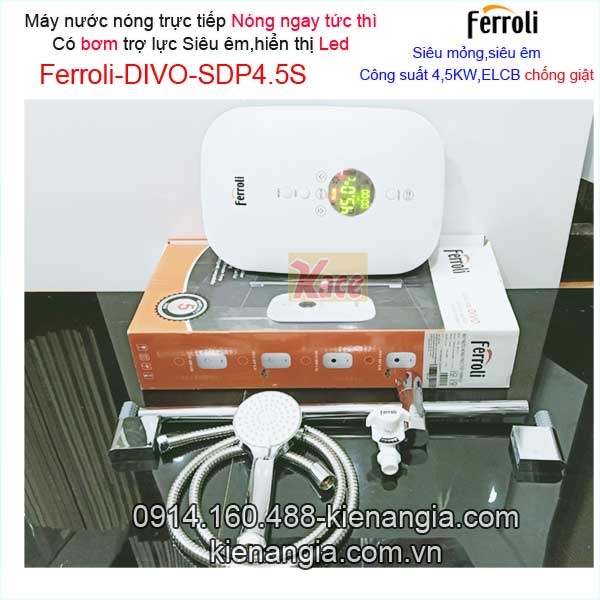 Máy nước nóng trực tiếp led có bơm FerroliKAG-DIVO-SDP 4.5S