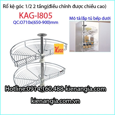 Rổ kệ góc inox 1/2 2 tầng KAG-I805