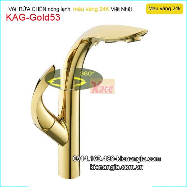 Vòi bếp đồng màu vàng 24K nóng lạnh cao cấp KAG-Gold53