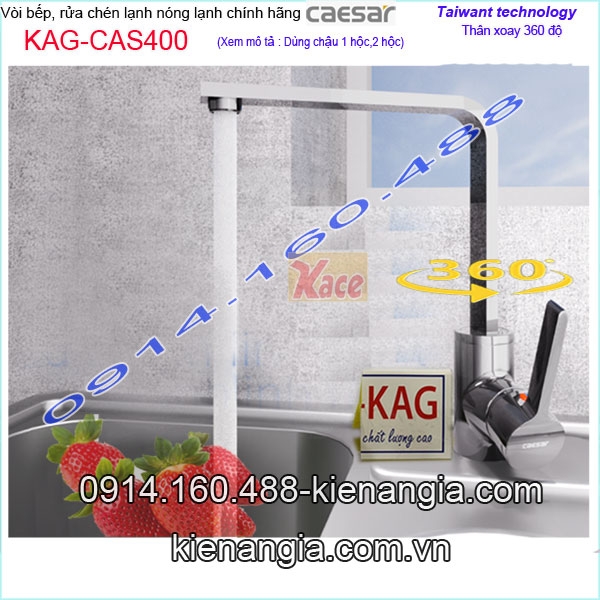 Vòi bếp nóng lạnh chính hãng CAESAR KAG-CAS400