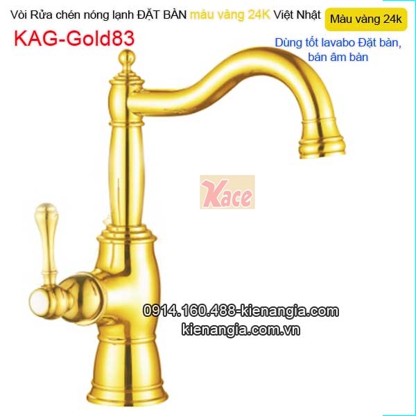 Vòi bếp nóng lạnh đồng màu vàng 24K KAG-Gold83