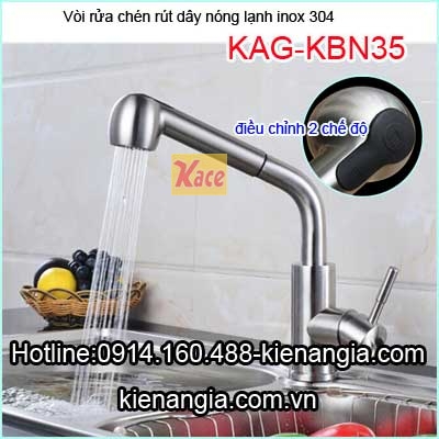 Vòi bếp rút dây nóng lạnh inox 304 KAG-KBN35