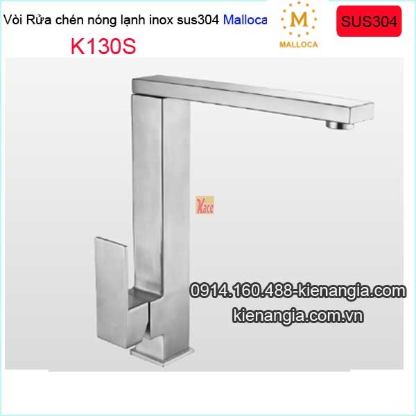 Vòi chậu rửa chén Vuông nóng lạnh inox sus304 Malloca-K130S