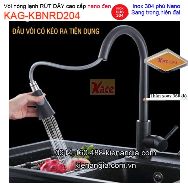 Vòi chậu rửa Nanođen RÚT DÂY nóng lạnh KAG-KBNRD204