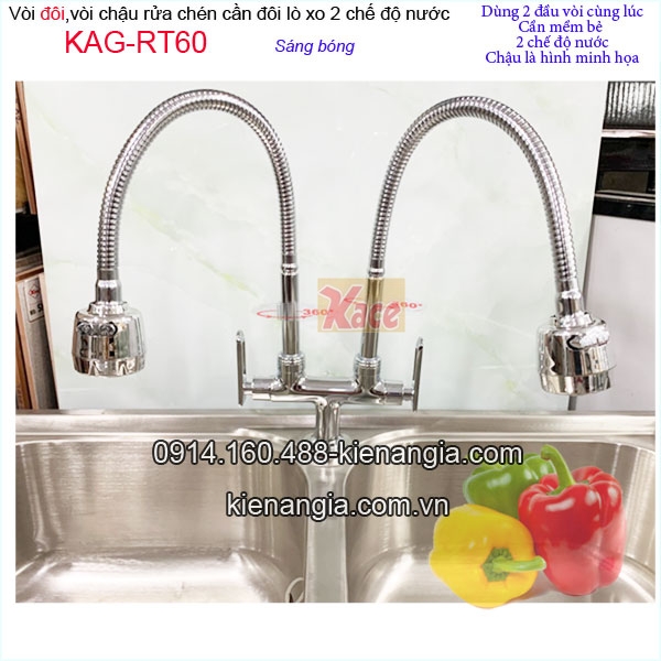 Vòi đôi cần bẻ đầu 2 chế độ nước KAG-RT60
