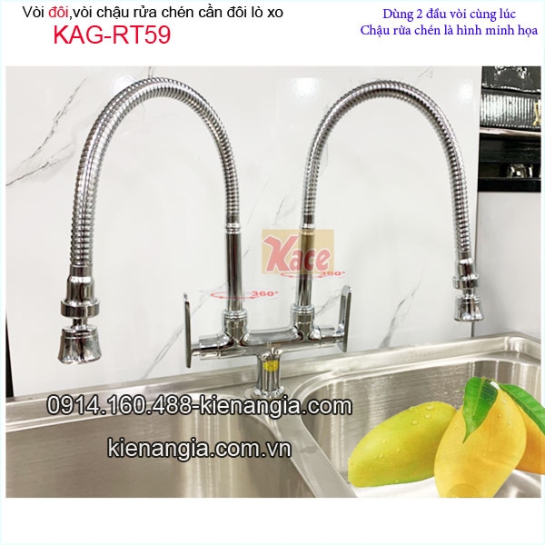 Vòi đôi rửa chén lò xo đa năng KAG-RT59A