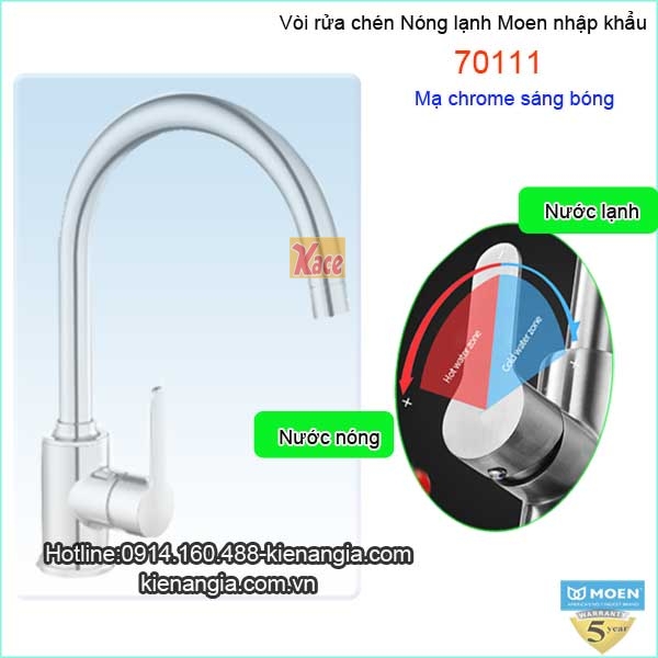 Vòi rửa chén bát nóng lạnh Moen-Mỹ 70111