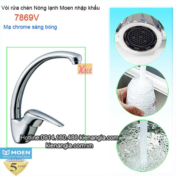 Vòi rửa chén bát nóng lạnh Moen-Mỹ 7869V