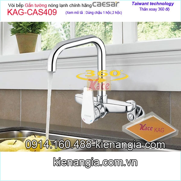 Vòi rửa chén gắn tường Caesar chính hãng KAG-CAS409