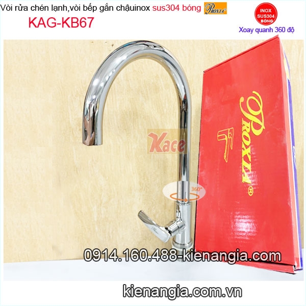 Vòi rửa chén inox bóng sus304 Proxia KAG-KB67