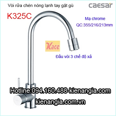 Vòi rửa chén nóng lạnh 3 chế độ CAESAR K325C
