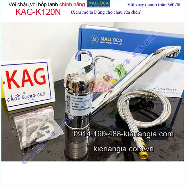 Vòi rửa chén nóng lạnh gật gù MALLOCA KAG-K120N